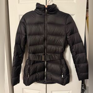 Zara Black Quilted Belted Puffer Jacket